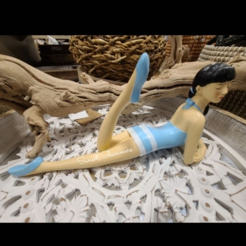 Art Deco Sun Bathing Beach Beauty Retro Vintage Style Americana Figurine Statue